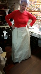 My mother modeling the look of the skirt for me